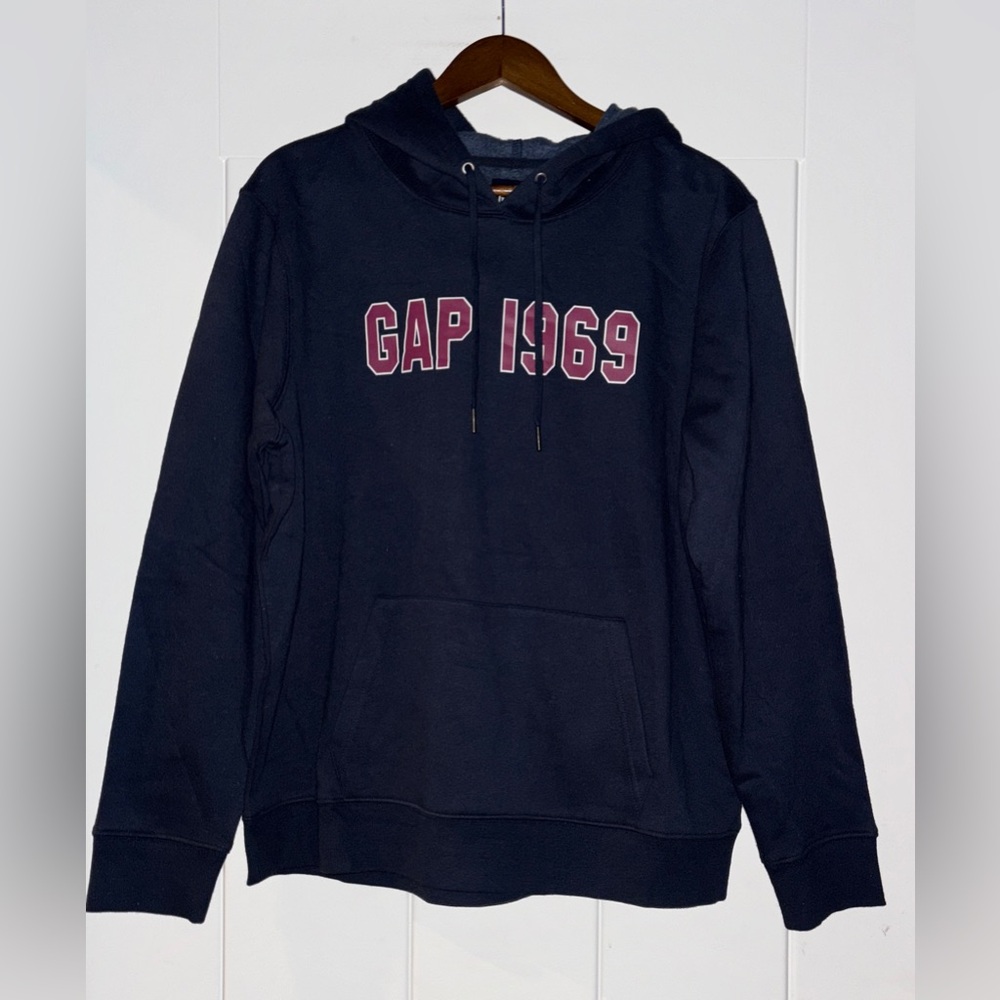 Gap Logo Hoodie Fleece‎ Women L Varsity Inspired 1969 Sporty Vintage Classic Fit